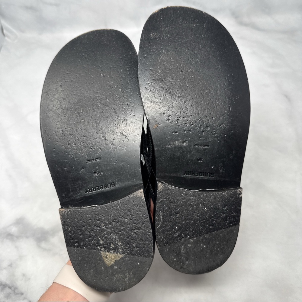 Burberry Alannis T-Bar Mary Jane Patent Leather Slide Mule Clog Shoes Black 36 - Picture 11 of 14